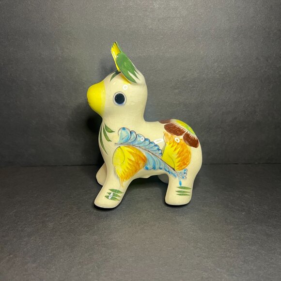 Vintage Mexican Tonala Hand Painted Pottery Ceramic Donkey Folk Art Figure 6.25" - Picture 4 of 9